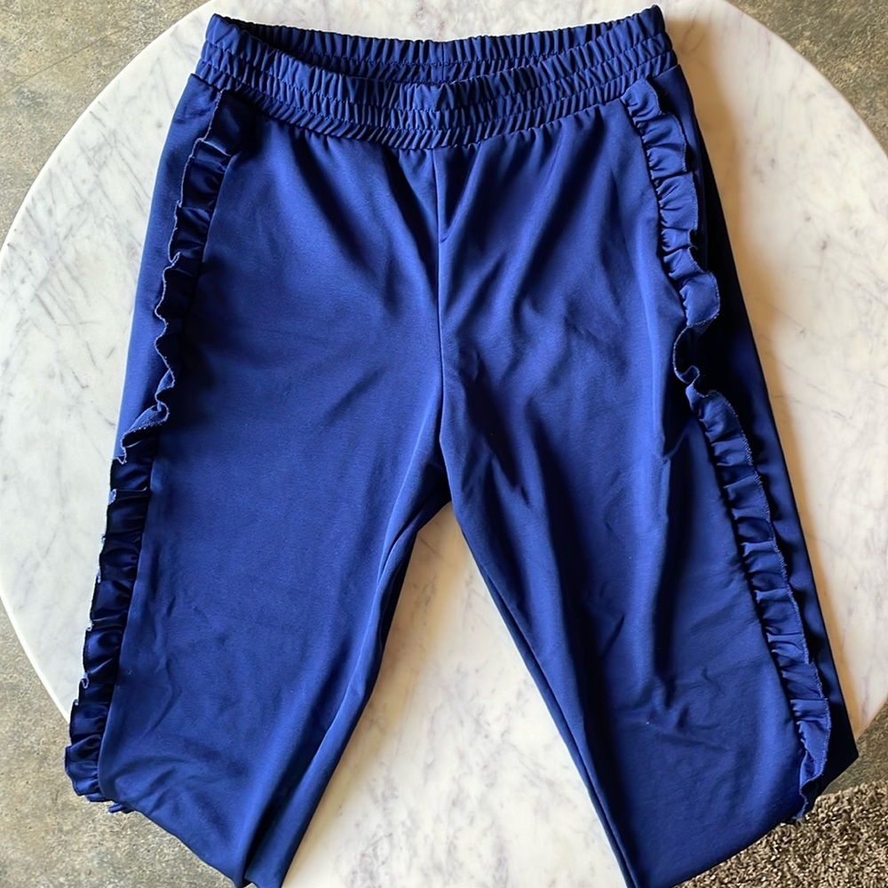 Topshop Women’s Super Cozy Navy Pants With Trim Details Size 8